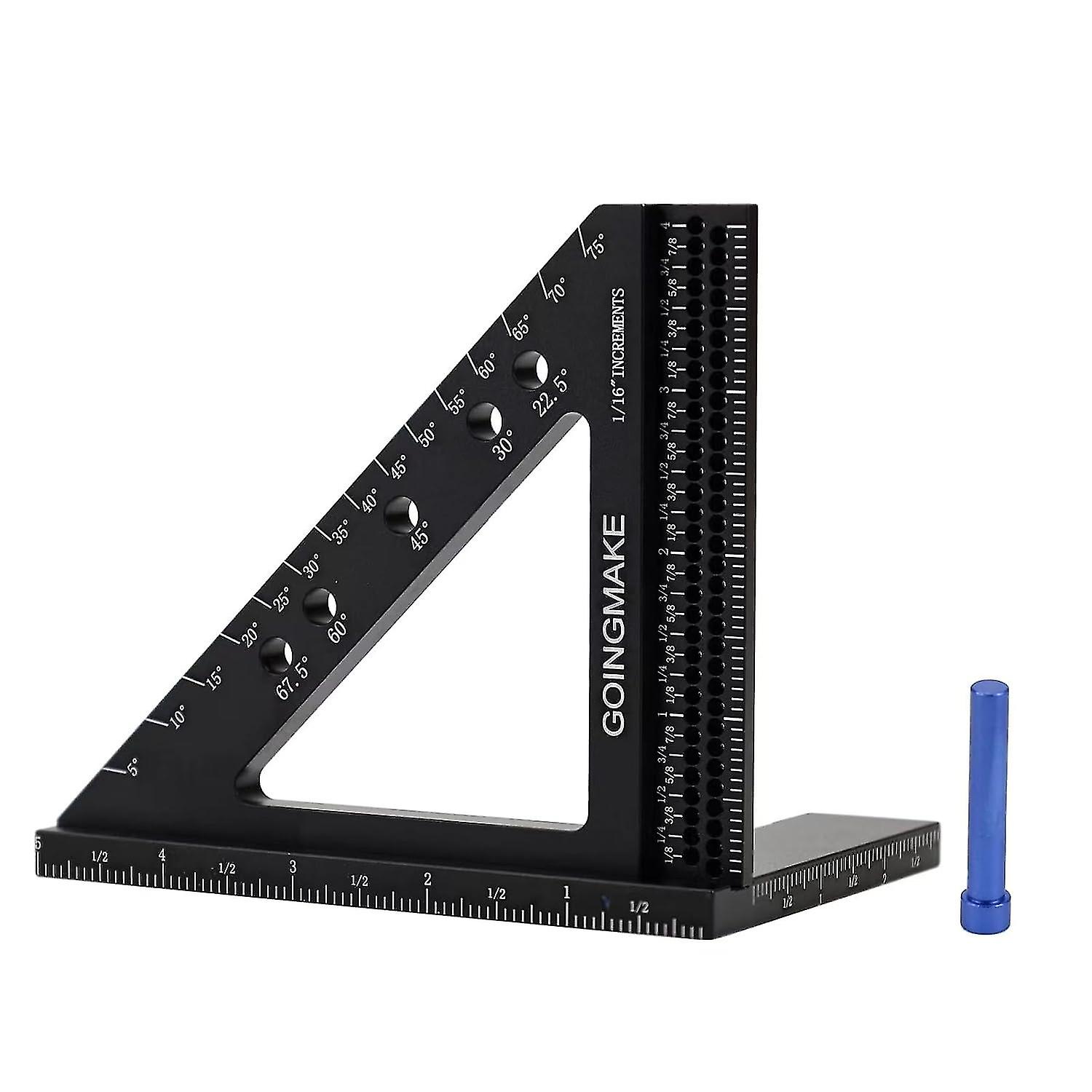 4 in 1 Carpenter Square 4 x 5 Inch Precision Hole Position Scribing Ruler 3D Woodworking Square Mult