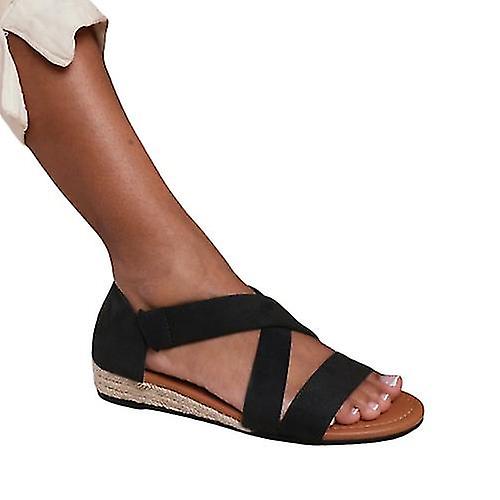 Where's That From Womens/Ladies Hummingbird Suede Crossover Strap Wide Low Wedge Sandals