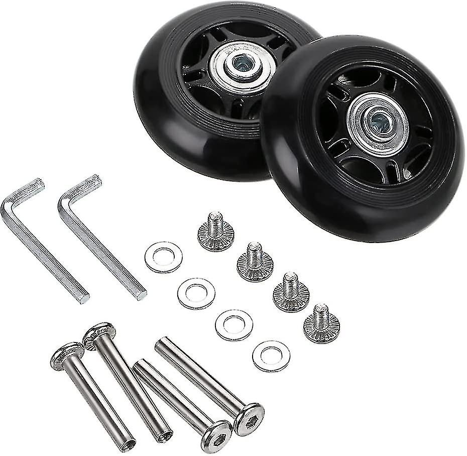 スーツケースキャスター 交換用ホイール ベアリング修理 荷物スーツケース用 70×24mm ブラック 2個