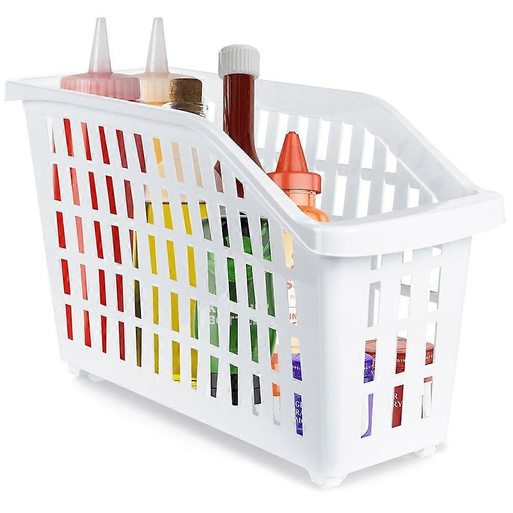 Slim storage container on wheels for home and office