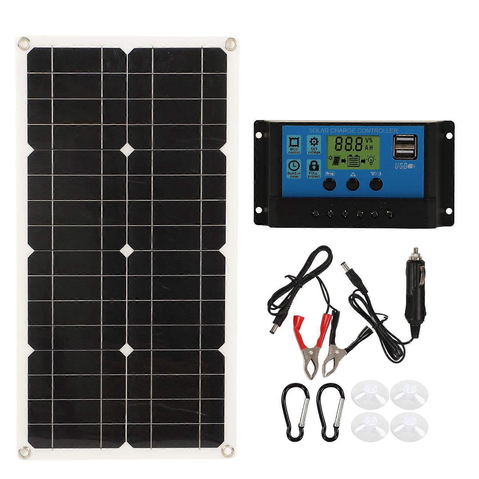 25W Solar Panel IP65 Waterproof 12V 24V Adaptive High Power Over Charge Protection for RV Car Boat Trailer 10A Controller E2U211