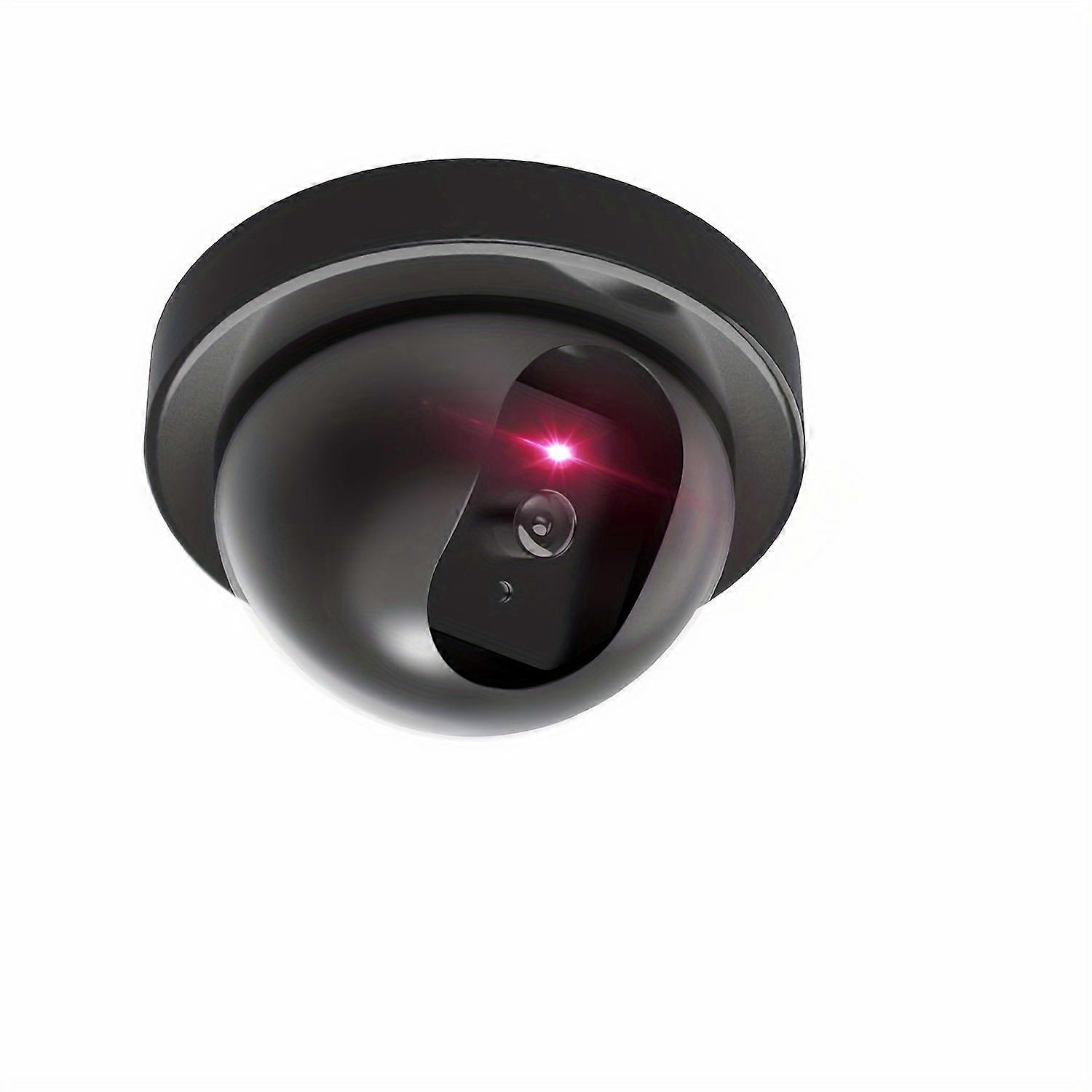 Dummy Fake Security CCTV Dome Camera With Flashing Red LED Light 1/2/4 Packs, White/Black
