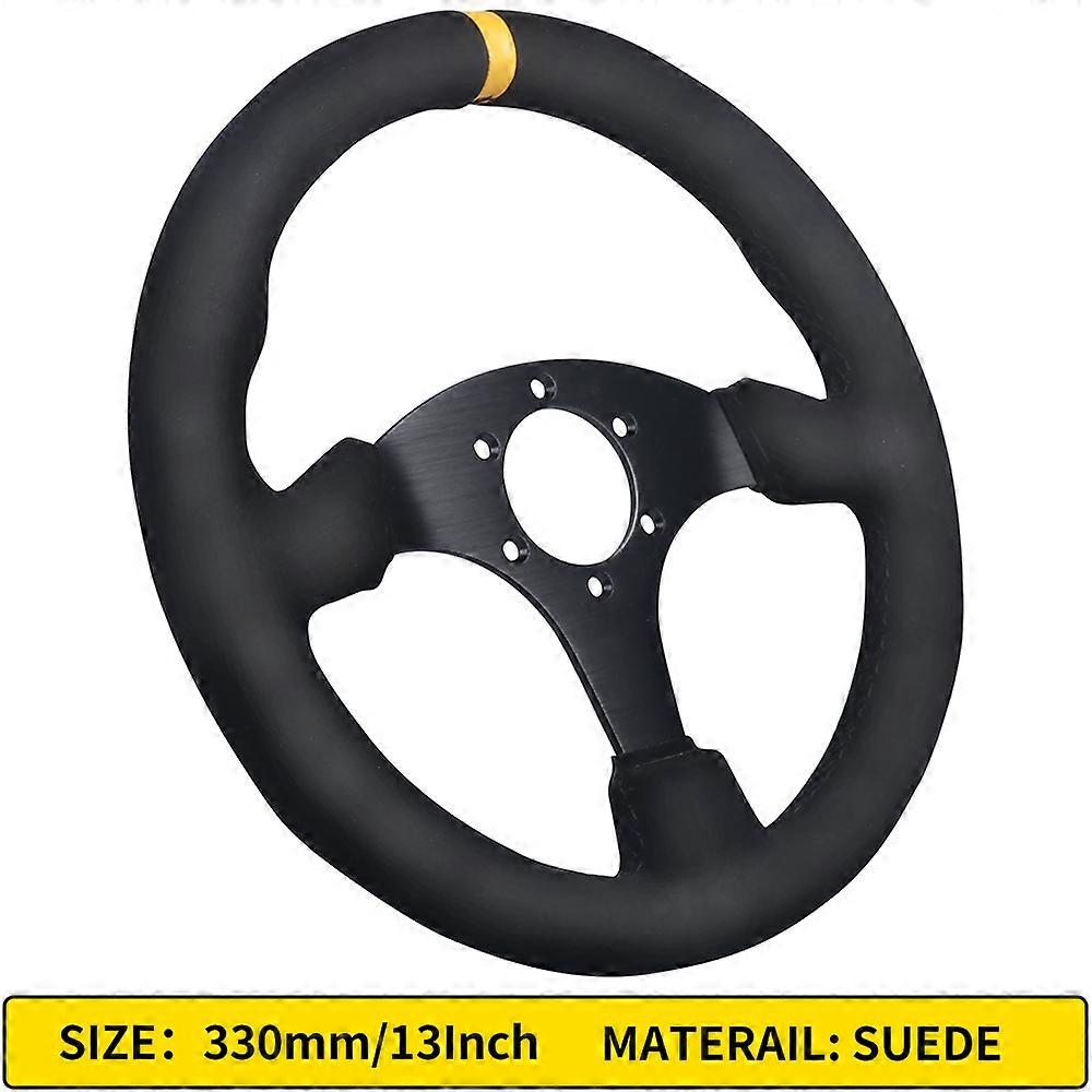 330mmステアリングホイールレザースエードドリフトシミュレーションレーシングゲーム13インチフラット