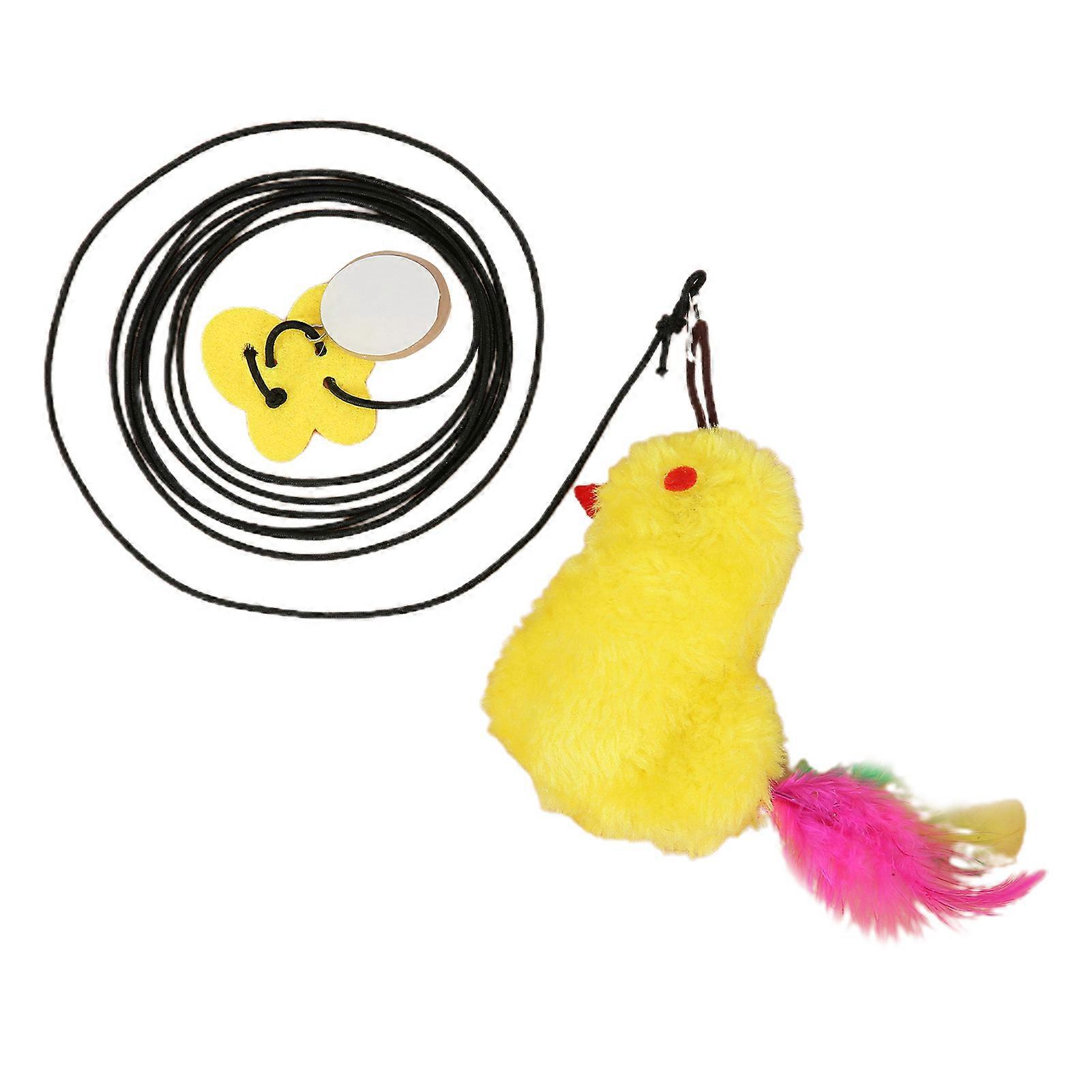 Cat Toy Interactif Suspendu Cat Exercice Jouet Libérant de l’énergie Adorable Peluche Poulet Souris Jouet Approvisionnement pour animaux de compagnie