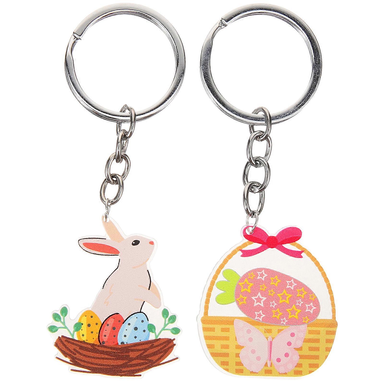 2pcs Rabbit Keychain Key Decoration Backpack Key Pendant Easter Animal Keychain Decoration