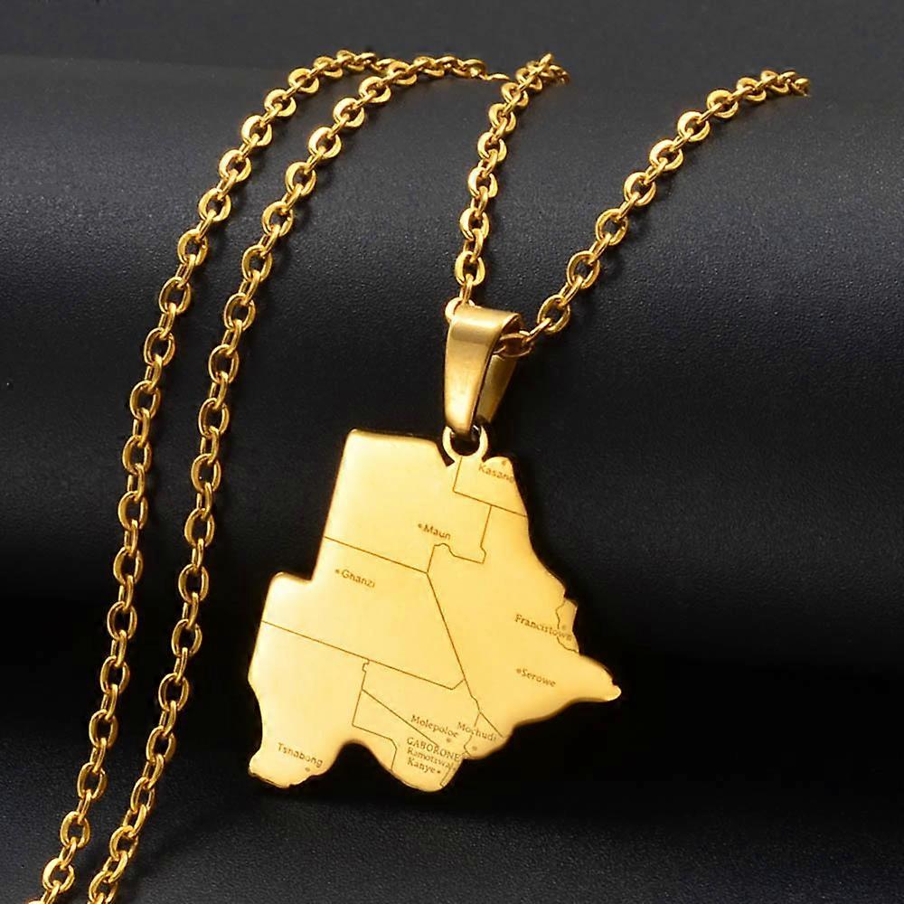 מפת בוטסואנה שרשראות תליון לנשים גברים Bechuana Batswana תכשיטי נירוסטה 304501