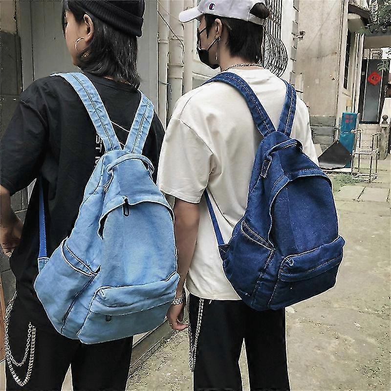 Female High School Studentswashed Canvas Denim Backpack School Bag