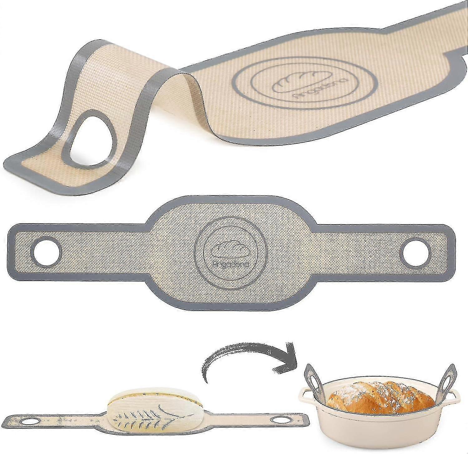 Silicone Bread Sling Oval,non-stick & Easy Clean Reusable Oval Silicone Baking Mat For Dutch Oven With Long Handles Sourdough Bread Baking Mat Tools S