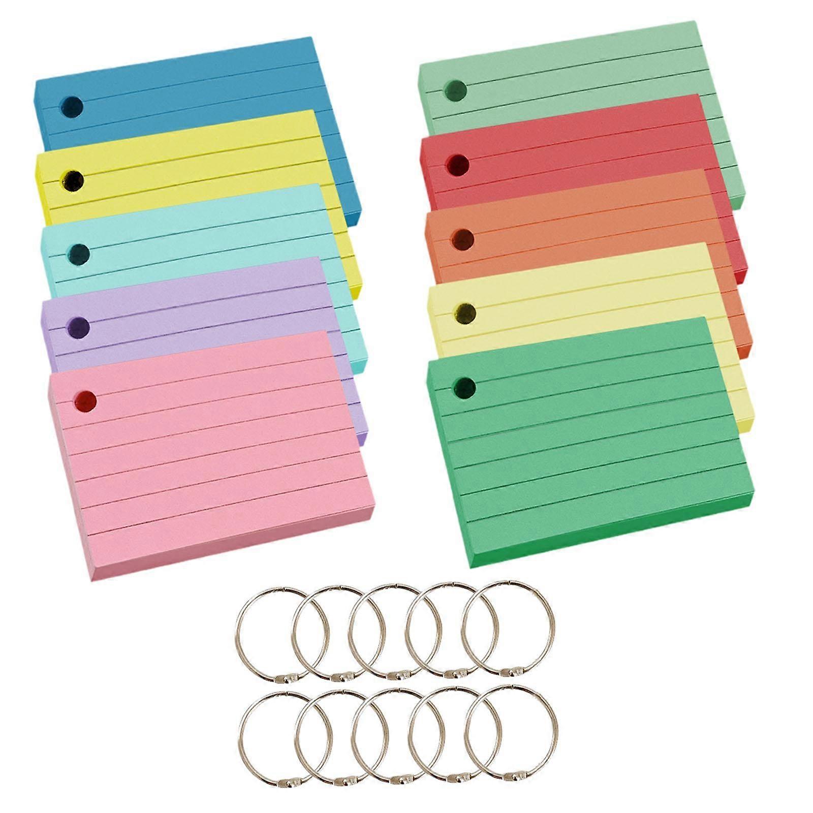 1000Pcs Index Cards with 10 Binder Rings Note Cards for Office Business Home