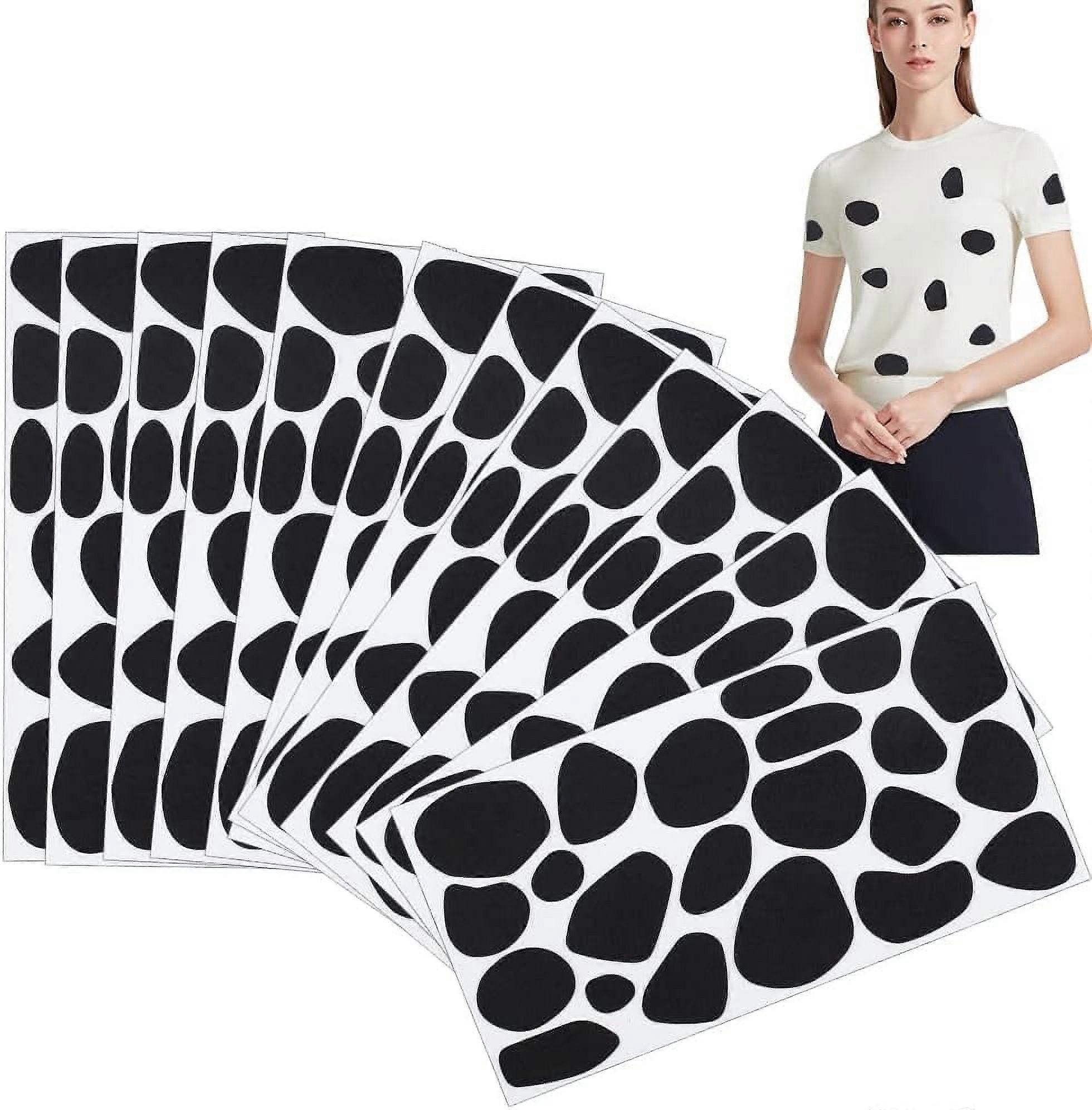 12 Sheets Black Adhesive Felt Circles 1mm Irregular Shape Dots Adhesive Dots Felt Black Self-Adhesive Felt Stickers for Festival Costume DIY Projects