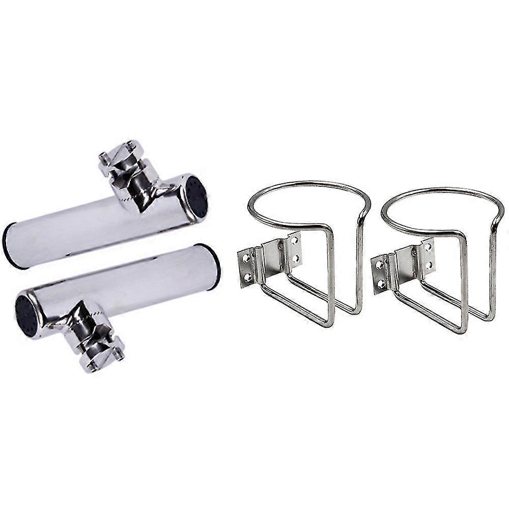 4個のステンレス鋼ホルダー:釣り竿ホルダーレールの2個のボートクランプ7/8インチから1インチのチューブSh