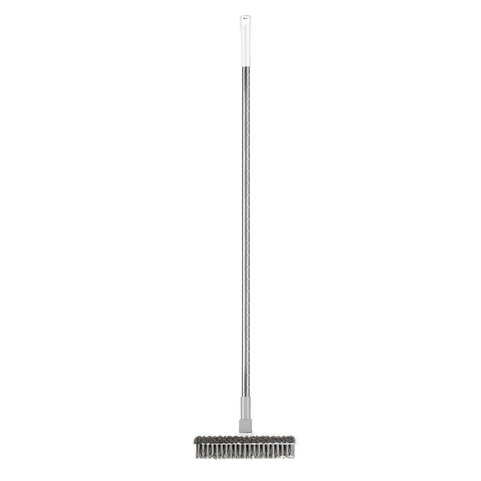 2 In 1 Scalable Cleaning Floor Scrub Brush Floor Brush With Long Handle Grout Brush Scrape V-Shape Stiff Bristle Cleaning Brush With Squeegee 180 Rota