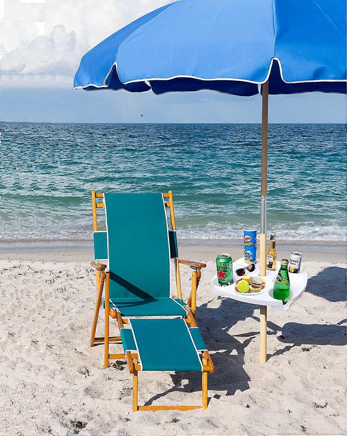 17" Beach Umbrella Table Tray with 4 Cup Holders, 4 Snack Compartments ...