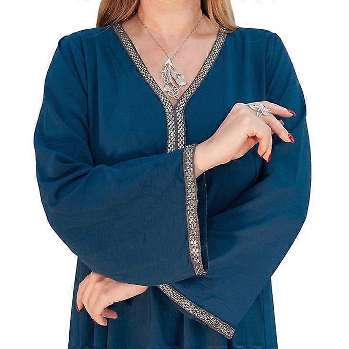 Female Celebrity Style V-neck Solid Color Loose Kaftan