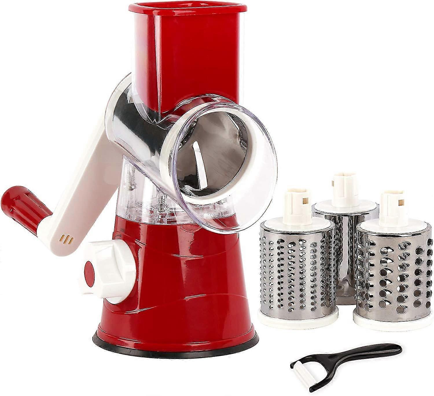 Rotary Cheese Grater, Graters For Kitchen, Cheese Grater Efficient Vegetable Slicer Grater With 3 Different Types Of Interchangeable Stainless Steel B