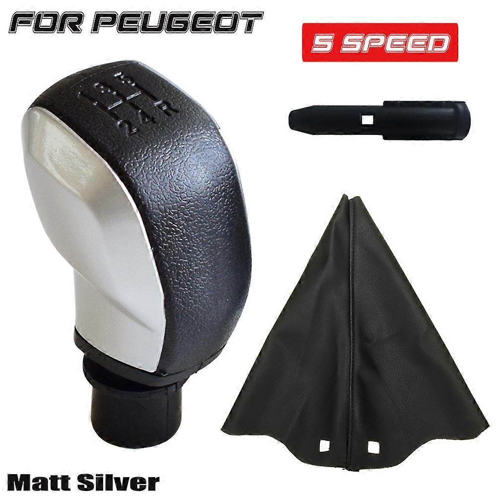 For Peugeot 106 206 306 406 107 207 307 407 301 308 2008 Manual 5 Speed Car ABS Gear Shift Knob With Leather Gaiter Cover-Blakc
