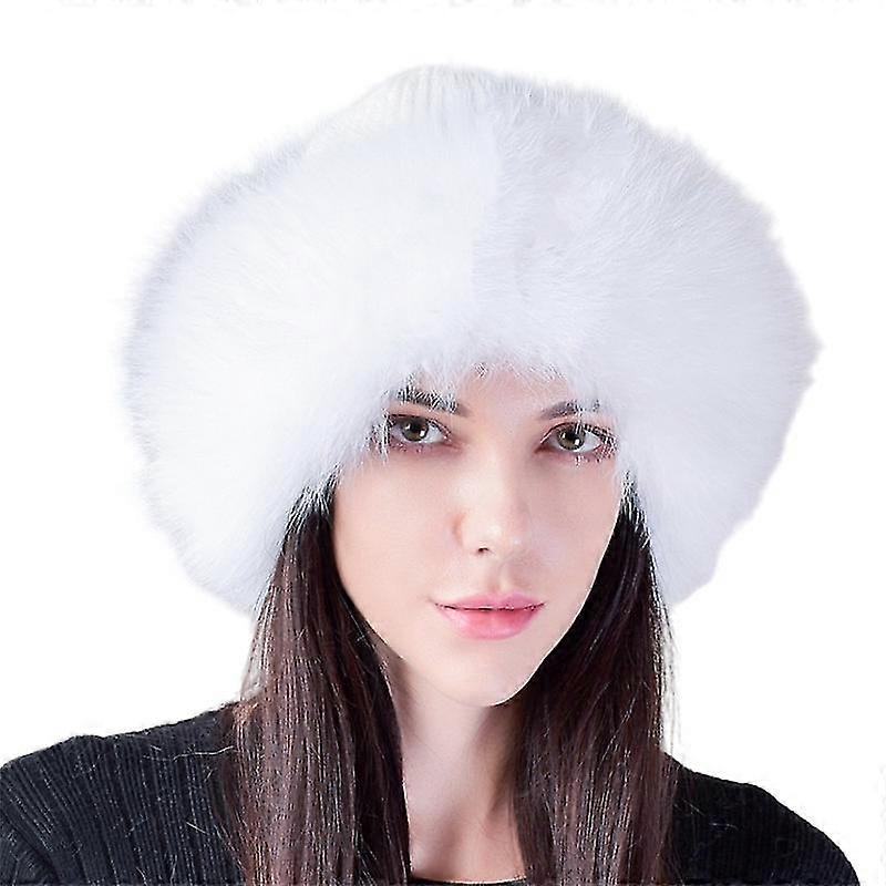 Beanie hatter for kvinner Vinter Varm Fluffy Bone Cap Soft Utendørs Tykk Natural Fox Fur Hat Kvinne Dome Hatter