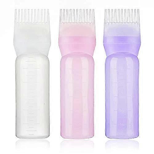 3PCS Root Comb Applicator Bottle Empty Hair Dye Bottle Dispensing Refillable Hair Coloring Dyeing Bottles Hairdressing Styling Tool for Salon Cleaning