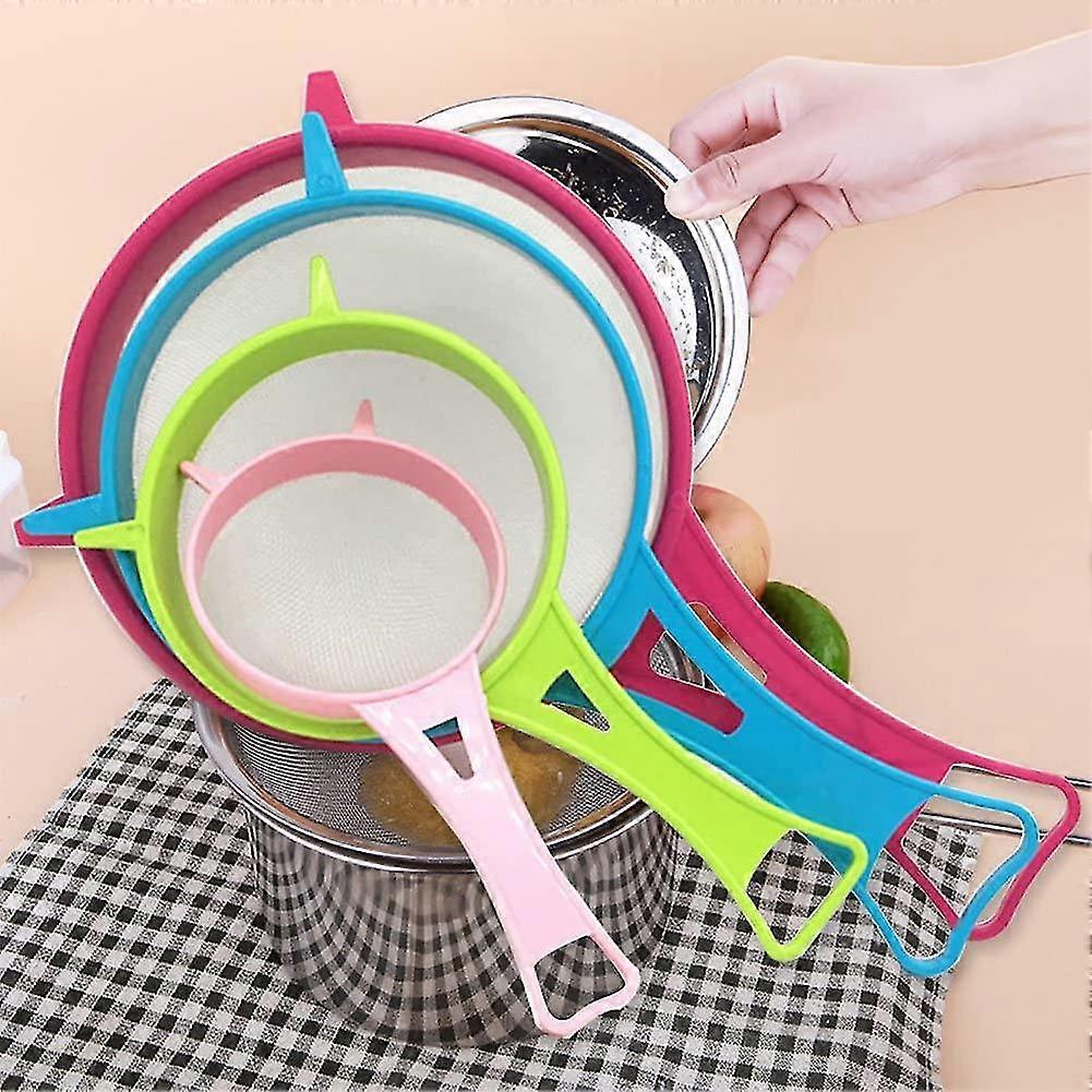 4 Pcs Strainer Set, Multi-purpose Kitchen Fine Mesh Food Sieve Set With Plastic Handle (4pcs)