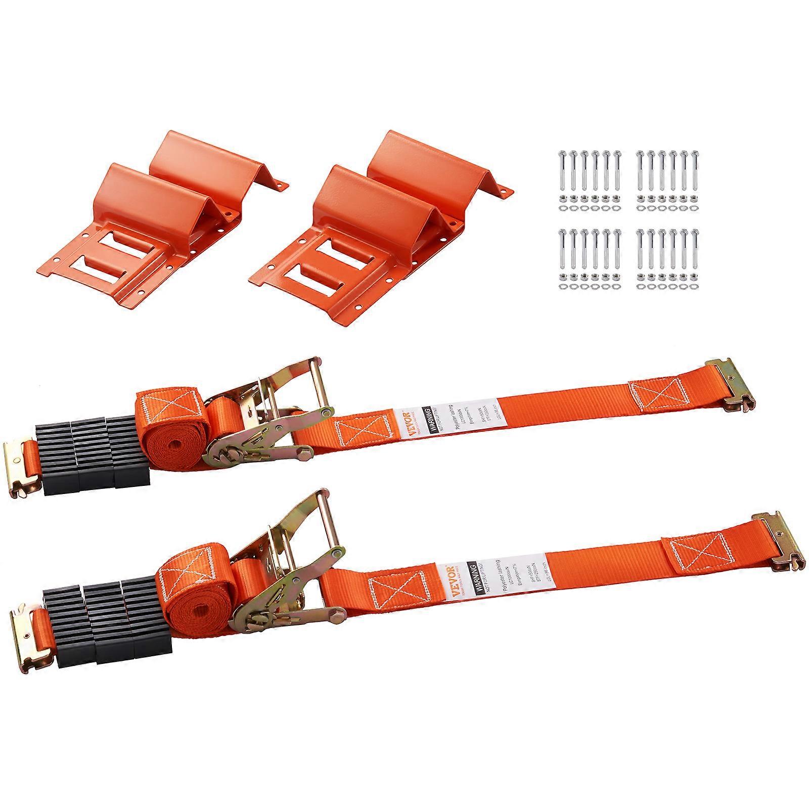 Unterlegkeil Zurrset, 2" x 96" Zurrgurt-Kit, für 10"-23" Räder, Anhänger, Mäher, Unterlegkeil & Zurrzubehör, 4er-Pack