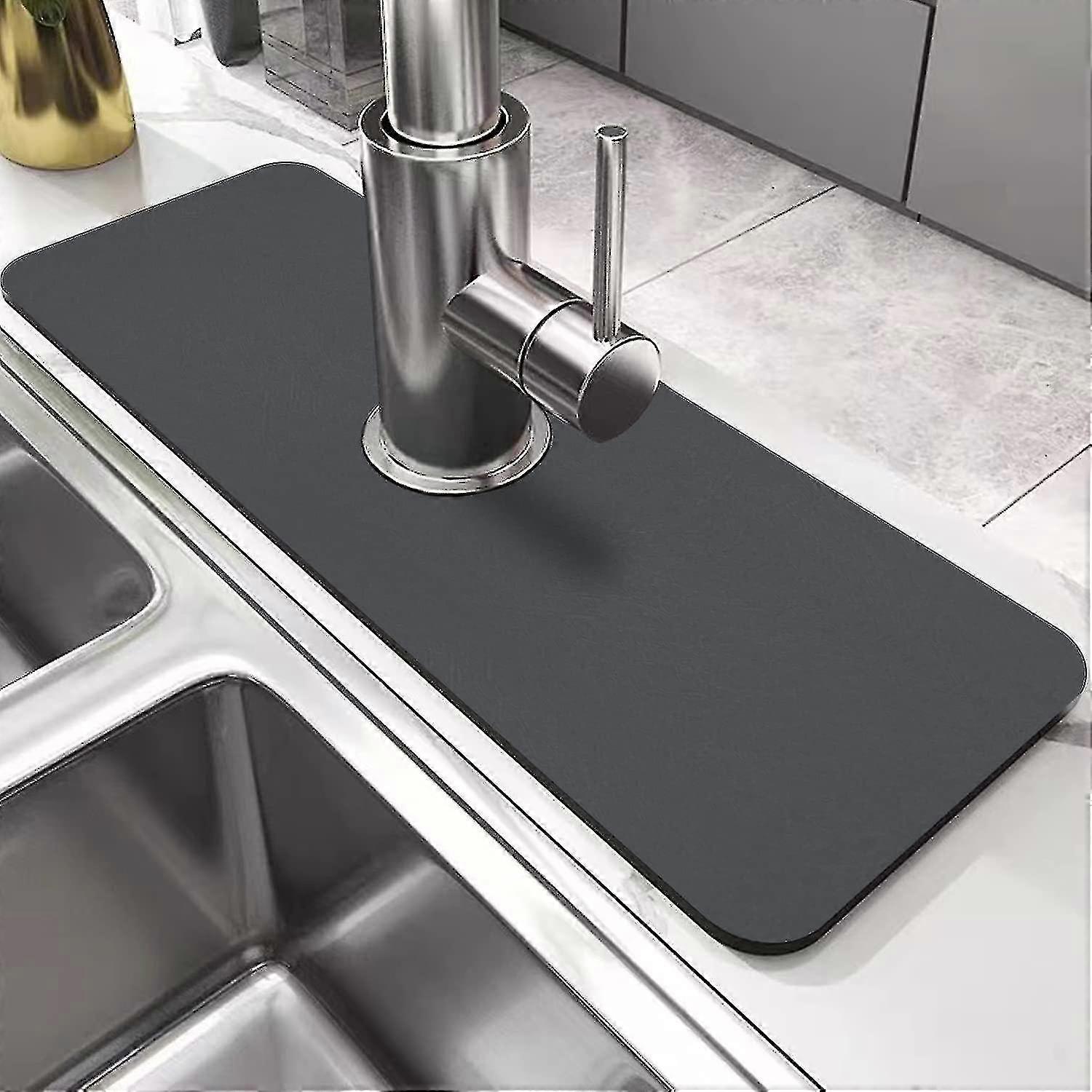 2 Pcs Kitchen Faucet Mat-anti Slip Behind Faucet Handle Drip Catcher Mat-splash Guard Sink Pad-washable,washable Microfiber Cloth For Faucets-rubb