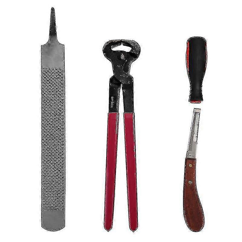 4pcs Horse Farrier Hoof Nipper Trim Shoeing File Rasp Handle Hoof Cutter Tool Horse Care Accessory