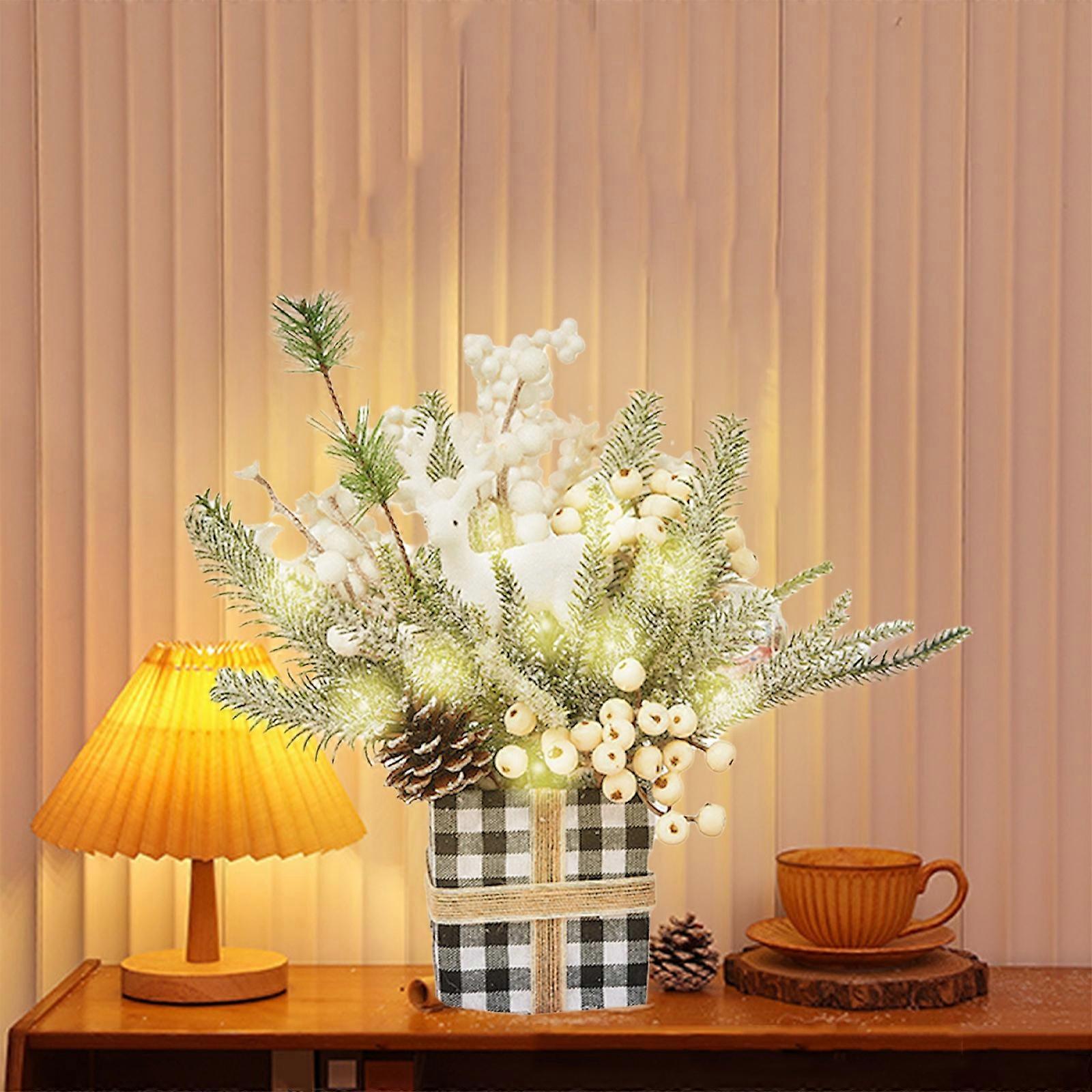 christmas tree White Small Christmas Tree Flocked Artificial Tree14 Inches With Cones, Suitable For Tabletop Artificial Christmas Trees With Lighting 