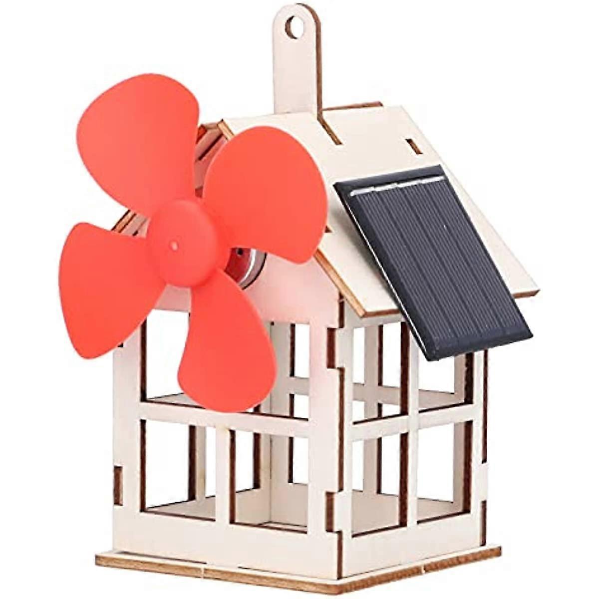 RiToEasysports Solar Windmill Wooden House Model DIY Windmill Building Toys Kit Educational Experiment Toy for Above 7 Years Old
