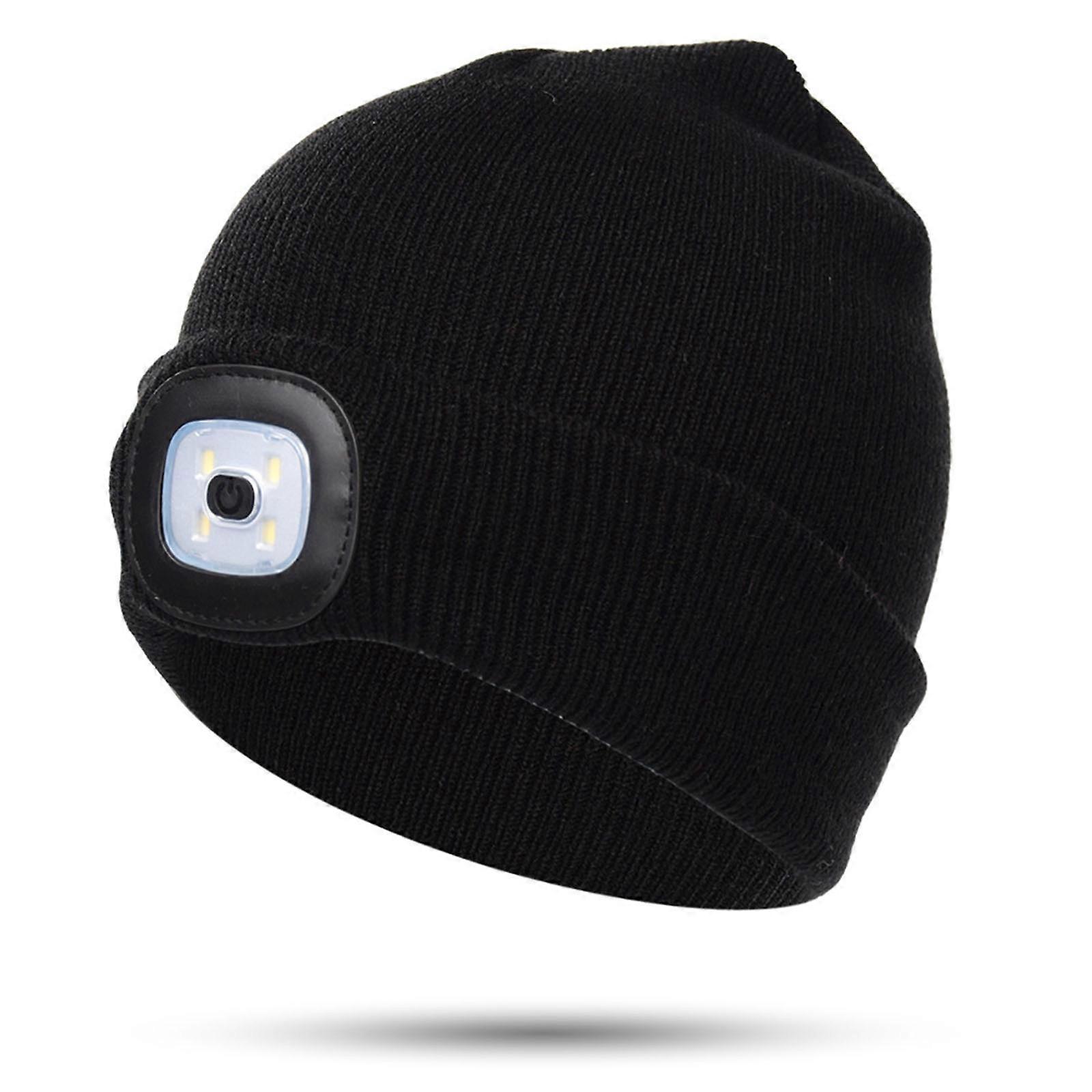 Lighted Beanie USB Rechargeable LED Headlight Cap for Kids Night Walking