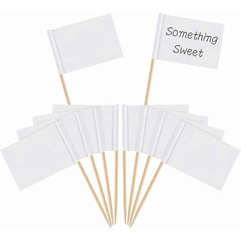 White Blank Toothpick Flags Cheese Markers Blank Label Marking for Party Cake Food Cheeseplate Appetizers(100 Pieces) 2.5X3.5cm