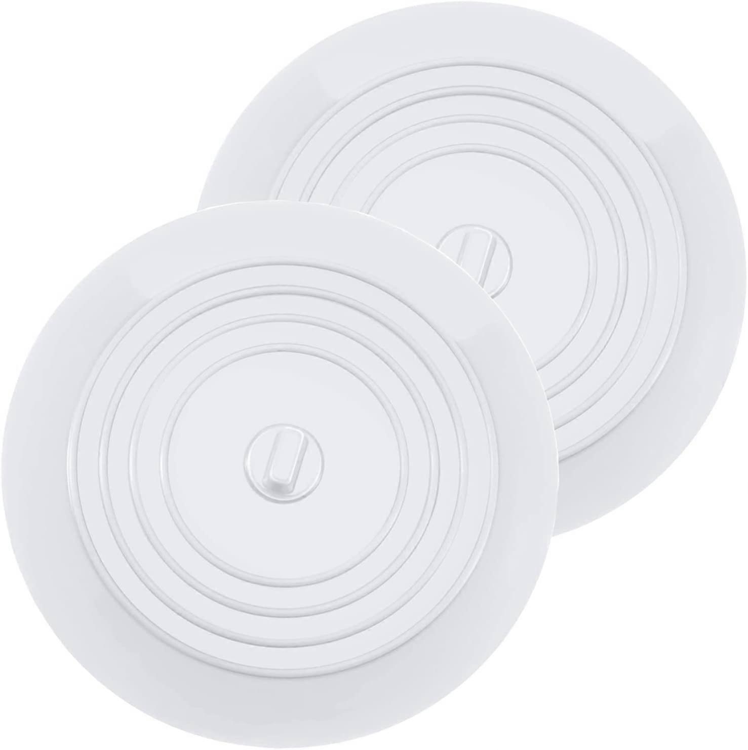 Silicone Bath Plugs Kitchen Sink Stopper 15.3cm Diameter(2PC,White)