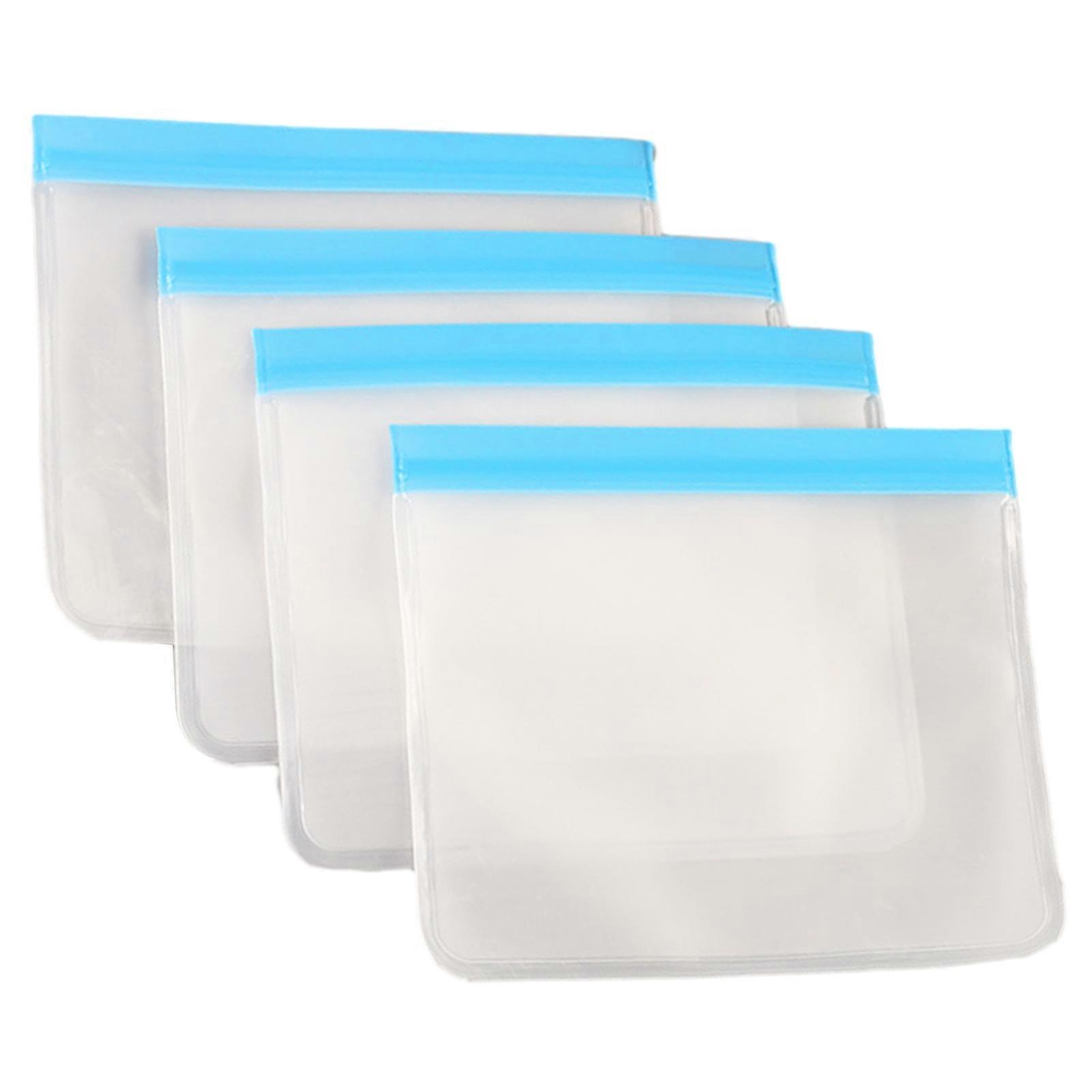 4Pcs Food Storage Bag Food-Grade PEVA Reusable Clear Leakproof Dishwasher Safe Refrigerator Fruit Vegetable Container Bag Kitchen Supplies KAESI
