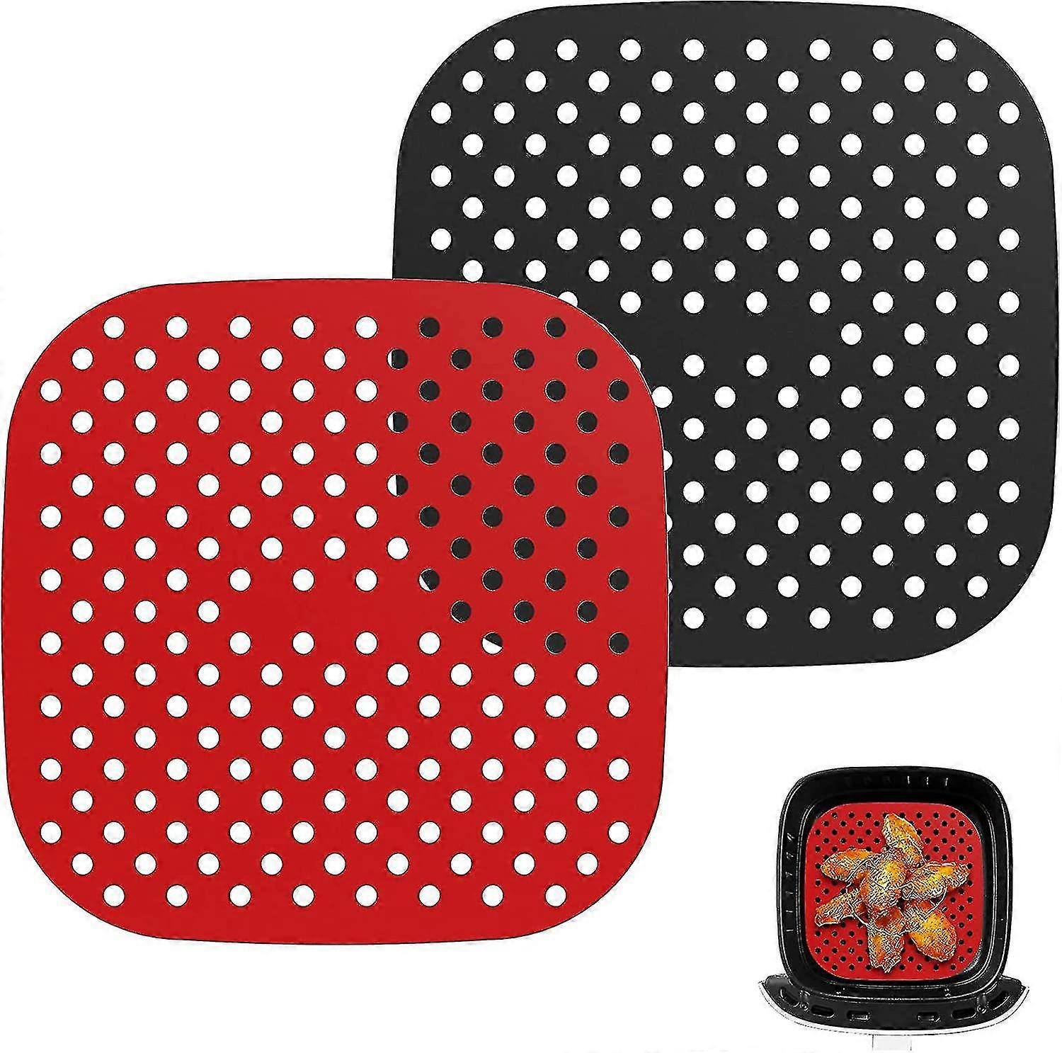 2 PCS Air Fryer Mat Liners, 7.5 Inch Silicone Non-Stick Reusable Air Fryer Pads for Air Fryer Steamer Basket