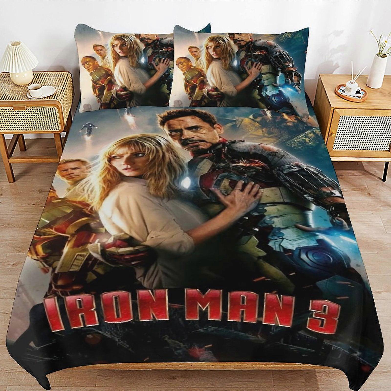 v3039  Bed Sheets Bedding Iron Man Bedding Sets Ultra Soft Skin-Friendly Duvet Cover 3 Piece, Cute Comforter Cover Bed Set for Boys Girls Kids ( 1 Duv