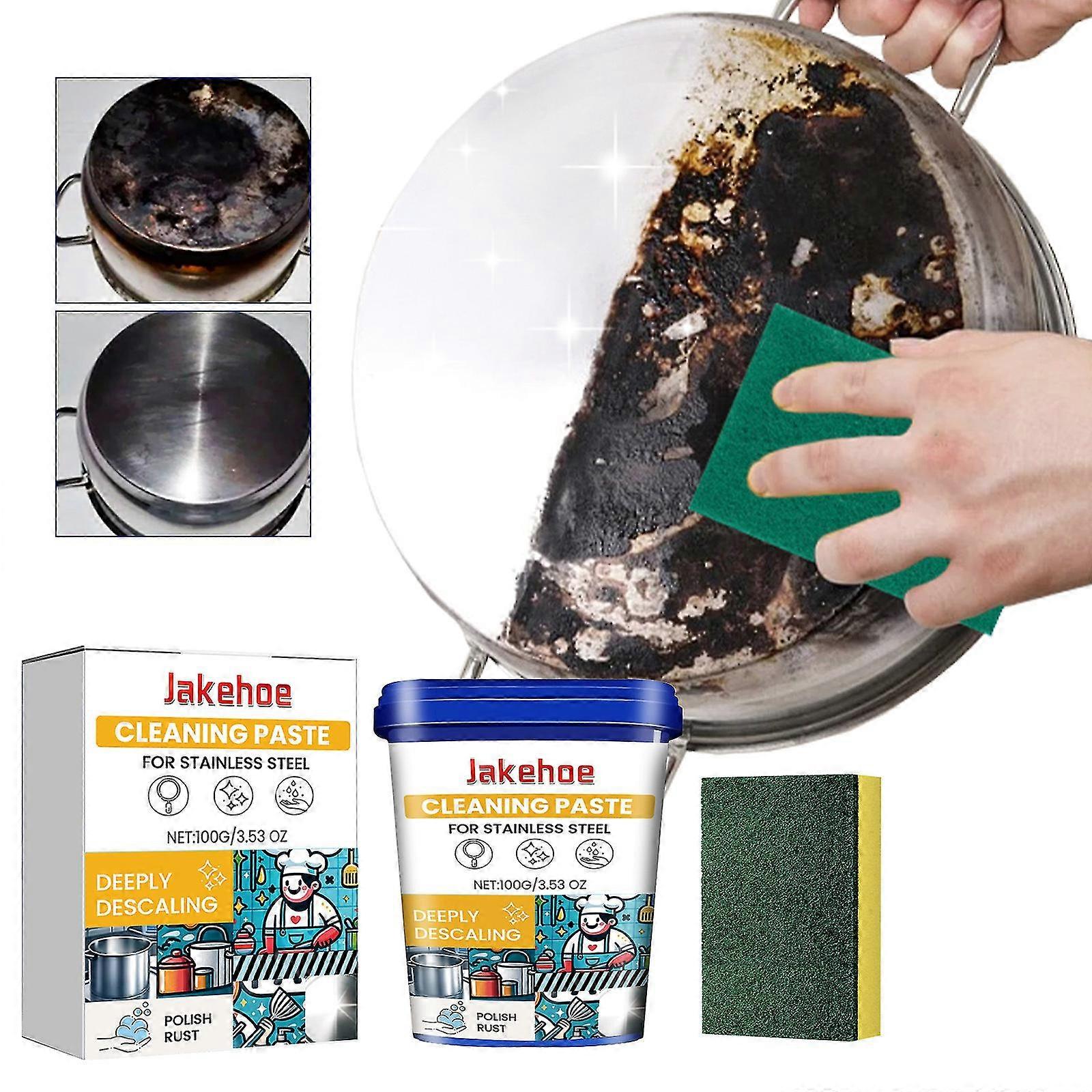 Powerful Stainless Steel Cookware Cleaning Paste,Household Kitchen Cleaner Washing Pot Bottom Scale Strong Cream Detergent,Oven Cookware Cleaner
