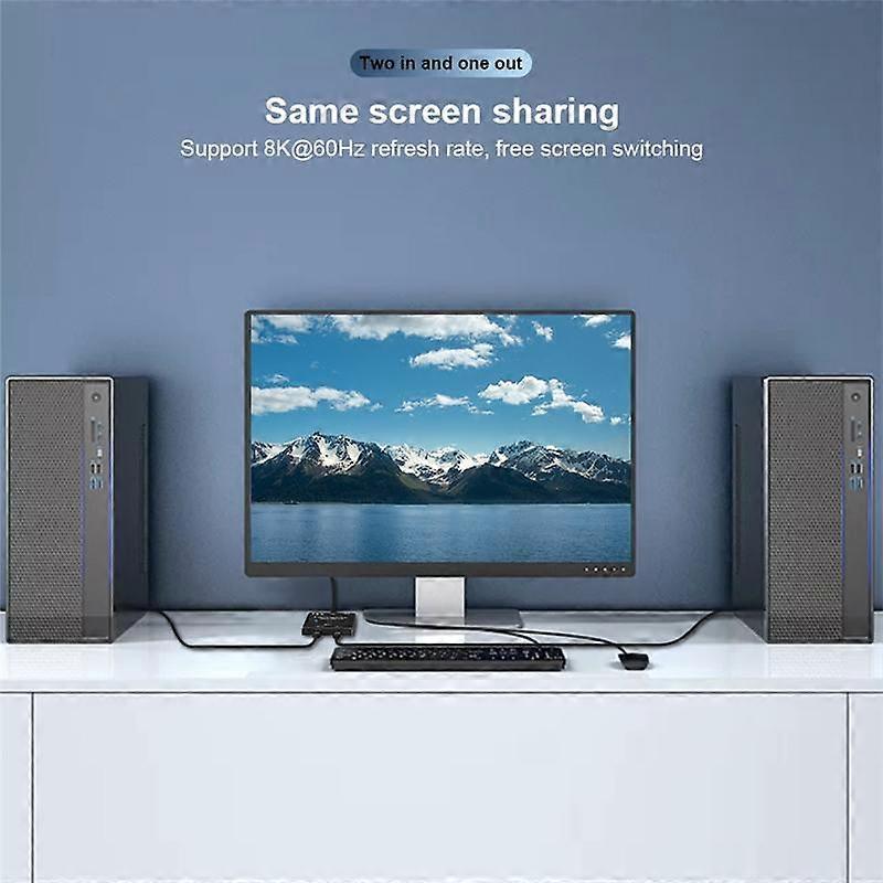 KVM USB C kaksisuuntainen kytkin 1X2/2X1 USB 3.1 jakaja data- ja videokytkin 8K @30Hz PD 100W PC Monitorille