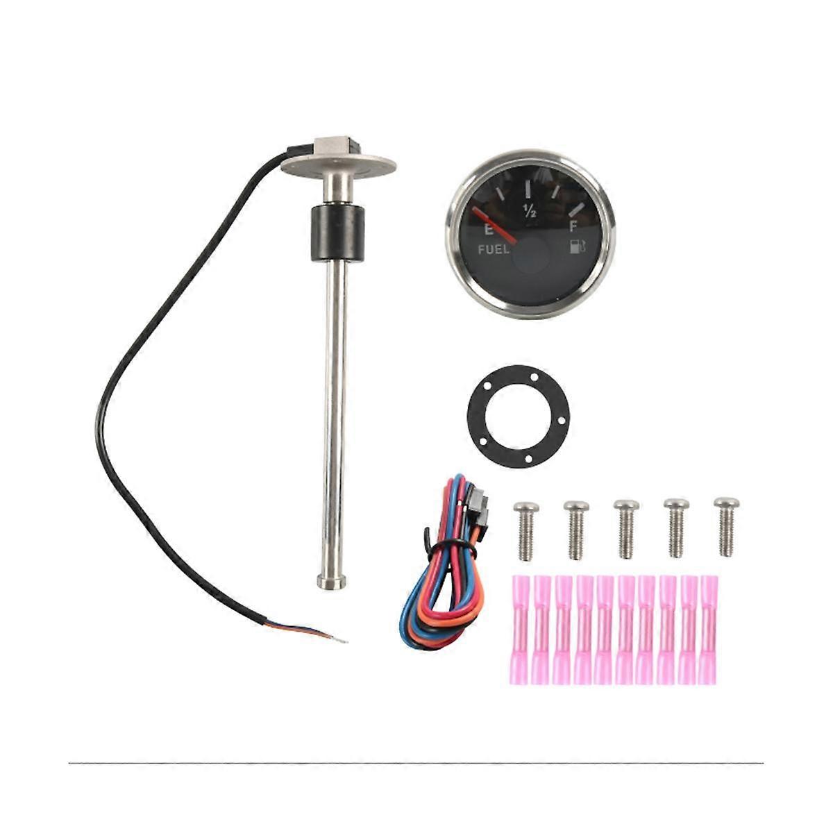 52MM Fuel Gauge with Fuel Level Sensor 200MM 0-190Ohm Oil Tank Level Indicator Meter for Boat