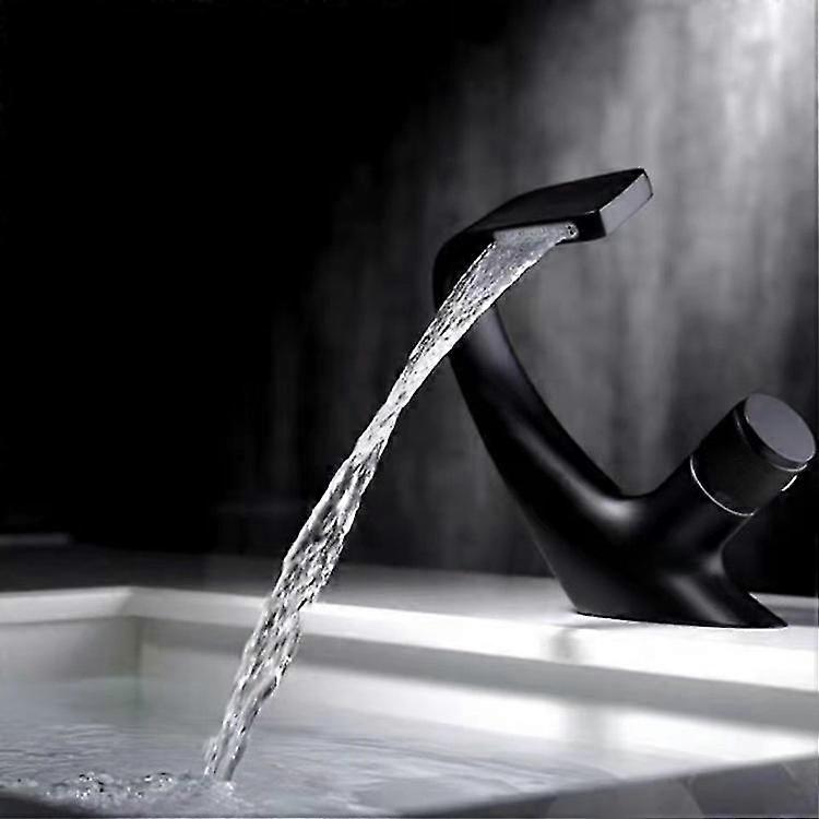 EVAGO Black Basin Faucet-bathroom Mixer-waterfall Tap For Solid Basin