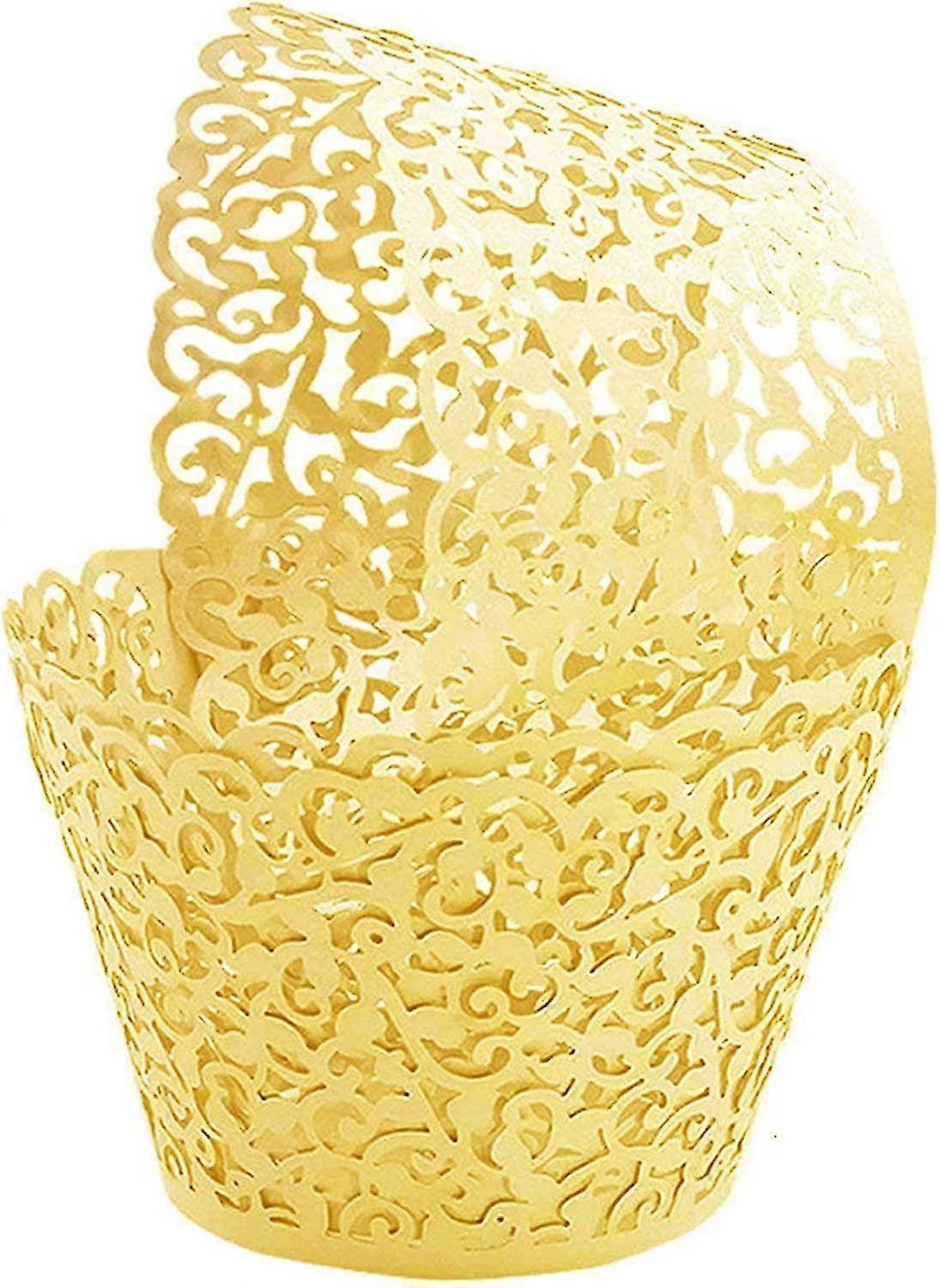 50pcs cupcake περιτυλίγματα καλλιτεχνικό bake κέικ χαρτί Filigree μικρή αμπέλου δαντέλα λέιζερ κομμένα ψησταριά κύπελλο αναδιπλώνει Muffin Casetrays για τα γενέθλια του γαμήλιου πάρτι