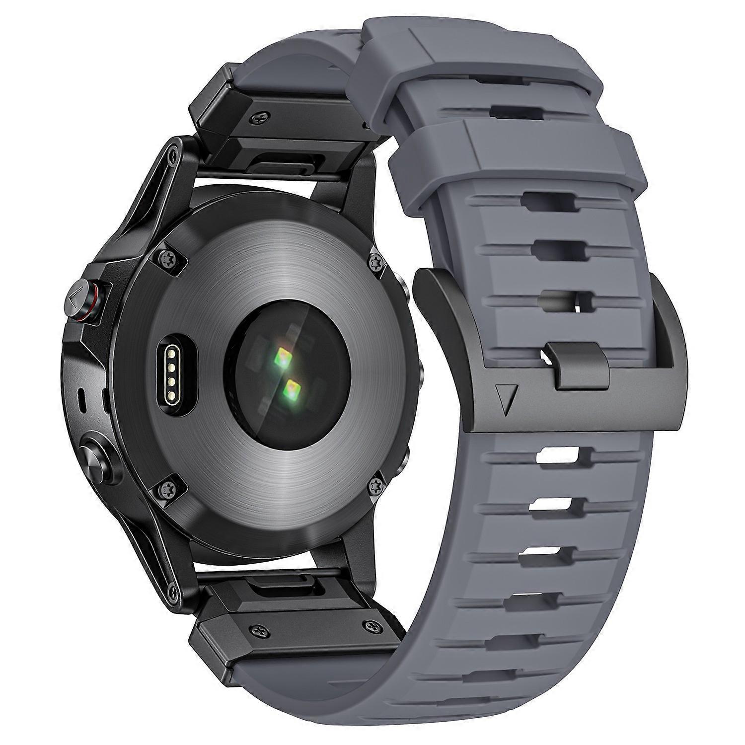 22mm Fluorubber Strap for Garmin Fenix 8 47mm Fenix E 47mm Quatix 7 Pro Universal Watch Band - Grey