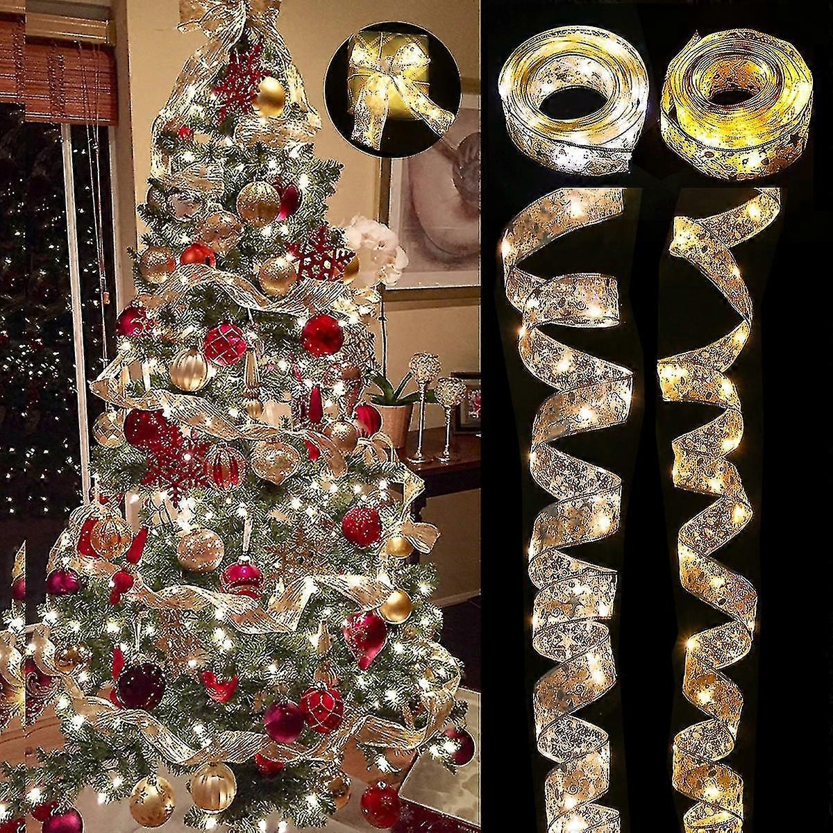 Ribbon Lights Christmas Decoration Christmas Tree Ornaments Bow String Lights Navidad Natal New Year 2023