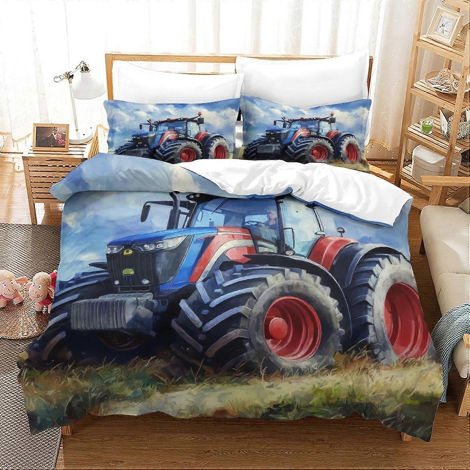 Tractor Comforter Color Tractor Pieces 3D Duvet Cover Bedding Set
