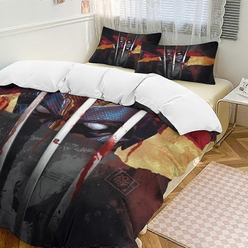Vuodevaatteet HF159 Deadpool & Wolverine vuodevaatteet lohdutussetit, 3-osainen vuodevaatteet Pehmeä lämmin sänkysetti Useita kokoja valittavana LS159