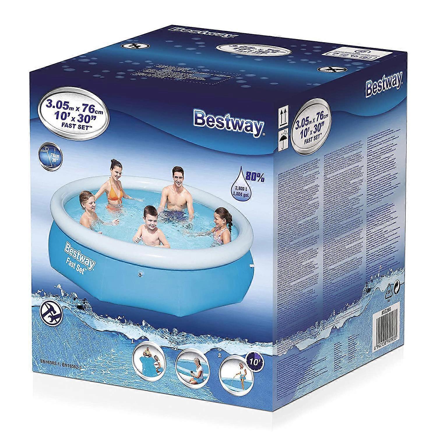 Bestway Fast-Set Above Ground Swimming Pool with Repair Patch 10'x30'', 3800L
