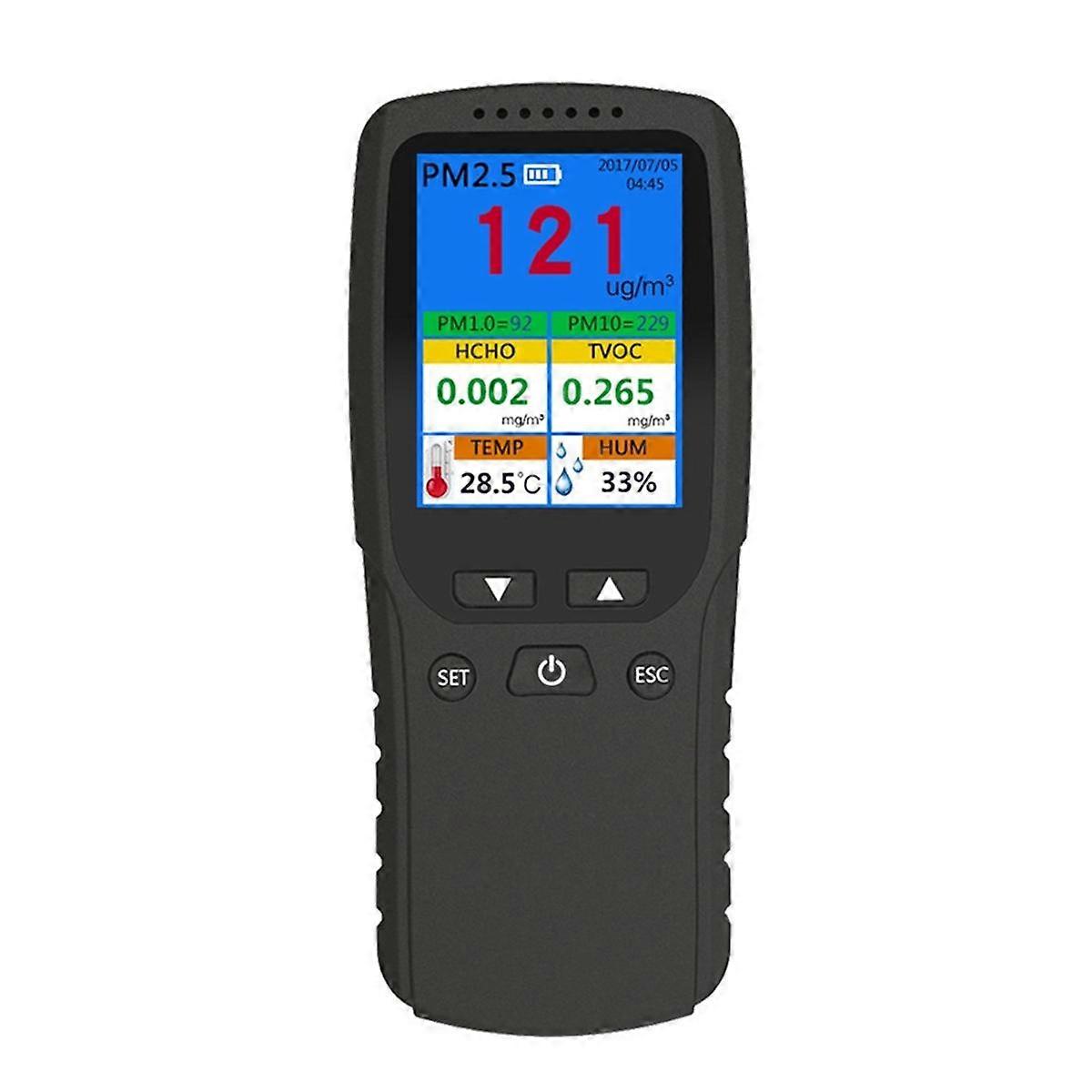 9 in 1 Air Quality Monitor Indoor Outdoor PM2.5, PM1.0, PM10, HCHO, Detector Tester Temperature and