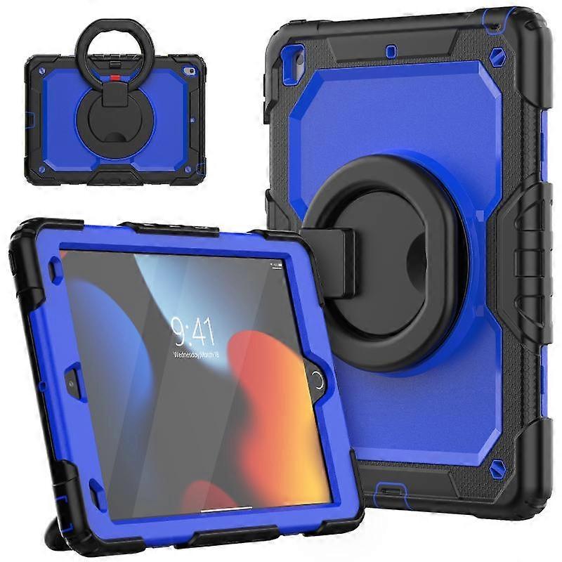 For iPad 10.2 2021 / 2020 / 2019 Silicone + PC Tablet Case with Shoulder Strap(Yellow Green+Black)