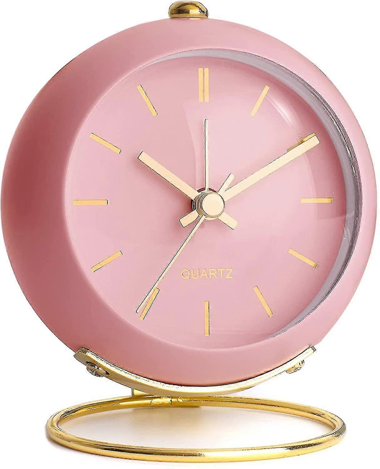 Battery Operated Desk Alarm Clocks With Light,retro Silent No Ticking Analog Small Clock,loud Vintage Table Alarm Clocks For Bedside/bedroom (p