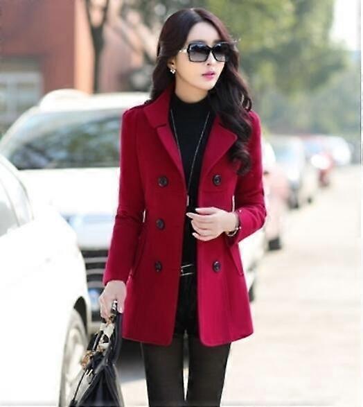 Vinterkläder för kvinnor Kort ullrock Dubbelknäppt kofta Mode Elegant 7 färger för val