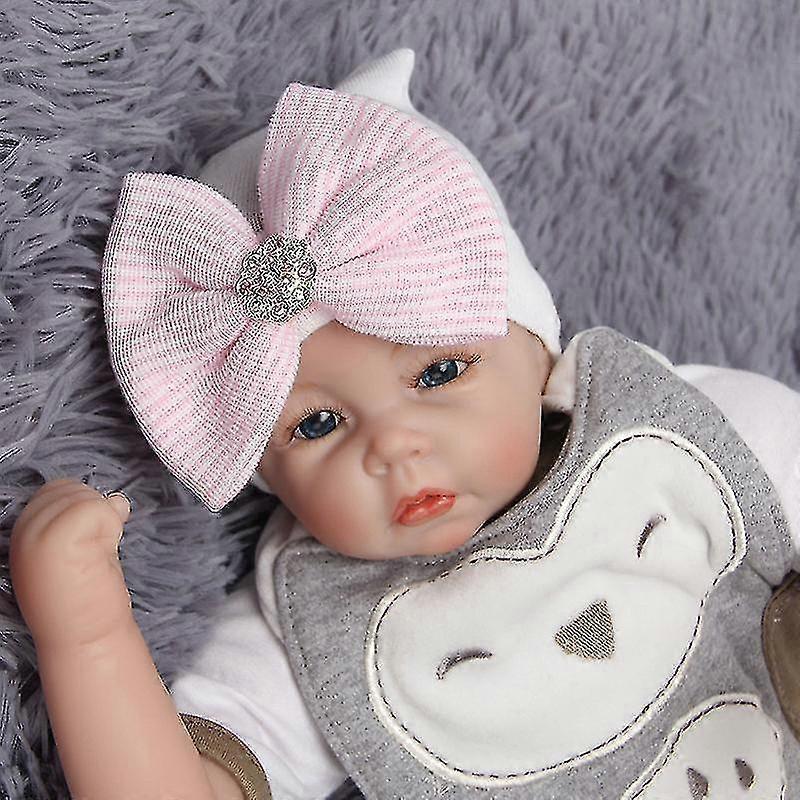 Kislány fiú csíkos csokornyakkendő csecsemő fejpánt újszülött Beanie kalapok