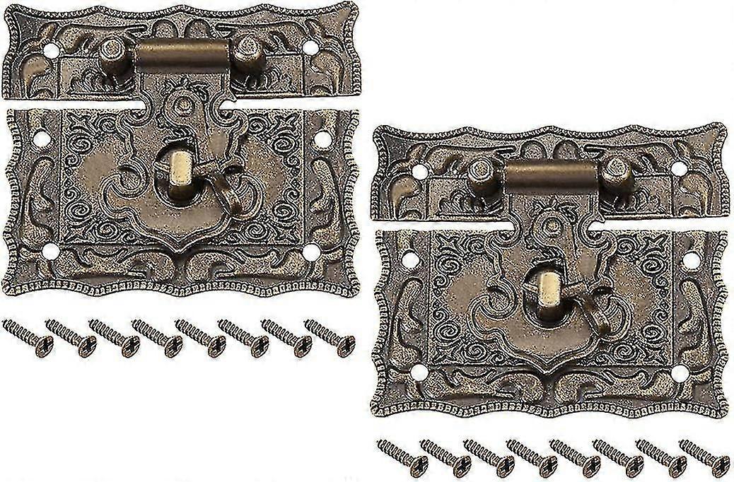 2 Sets Wooden Box Box Rectangle Lock Hasp Snap Lock 68 X 58mm Gift